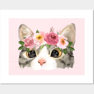 Sparkling Eyed Kitty Cat Princess Peeking Out Posters and Art